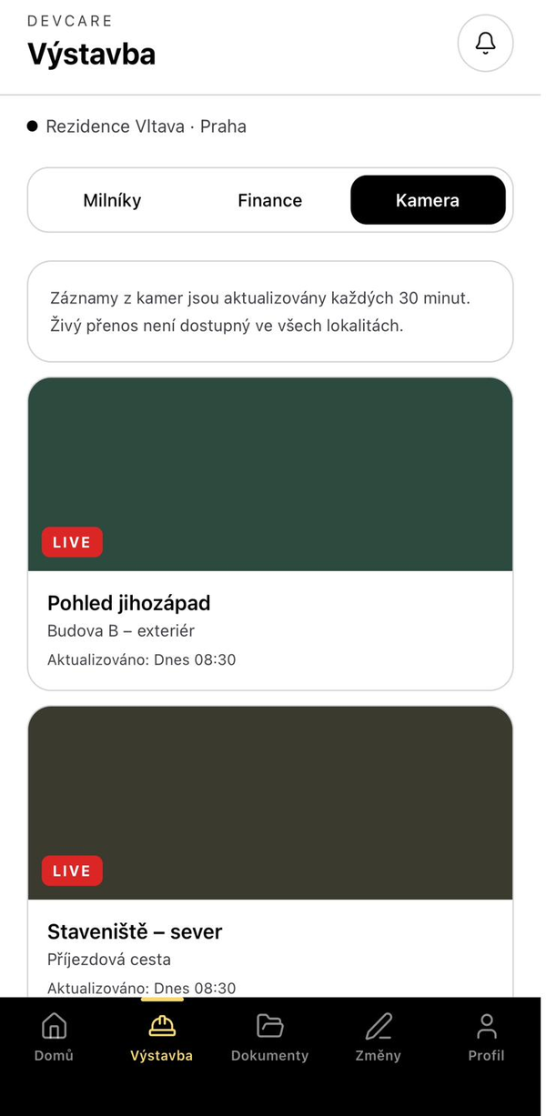 Kamery na stavbě
