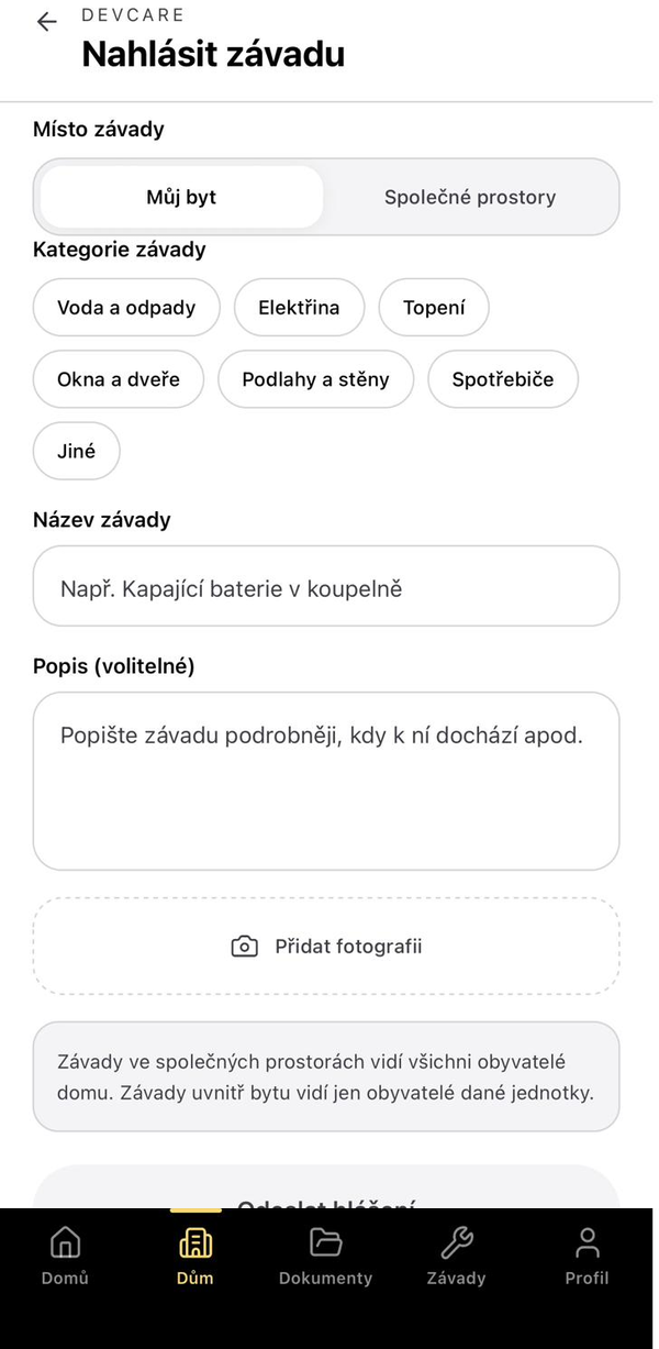 Hlášení závad